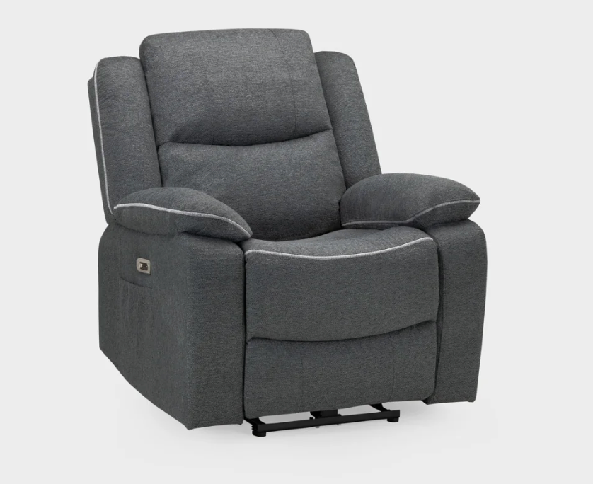Harald Electric Recliner Grey Fabric Armchair - Sofa Easy