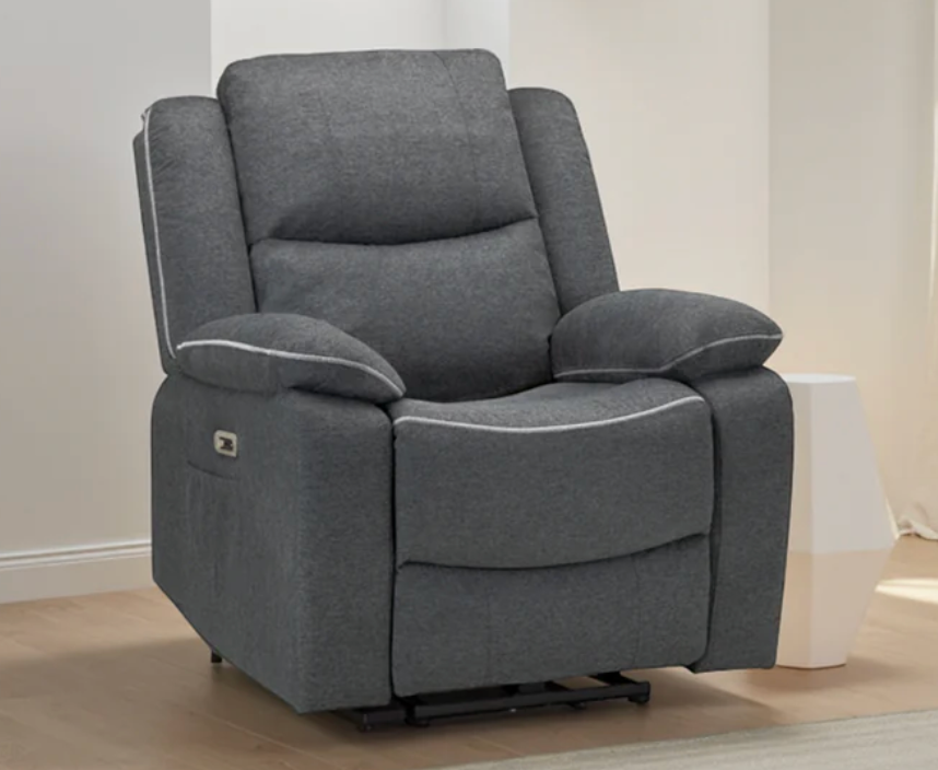 Harald Electric Recliner Grey Fabric Armchair - Sofa Easy