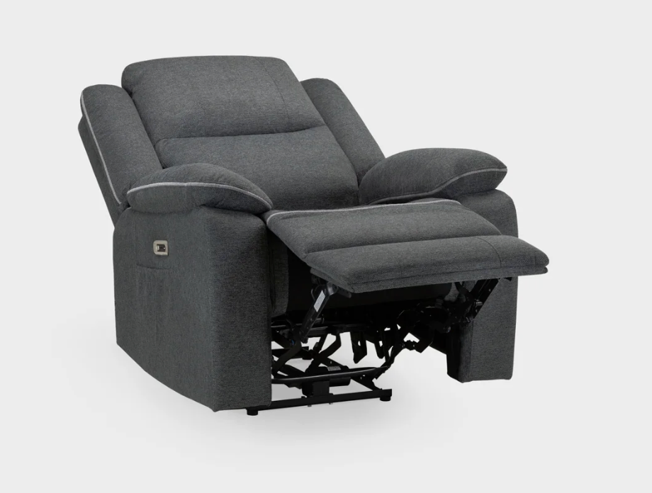 Harald Electric Recliner Grey Fabric Armchair - Sofa Easy