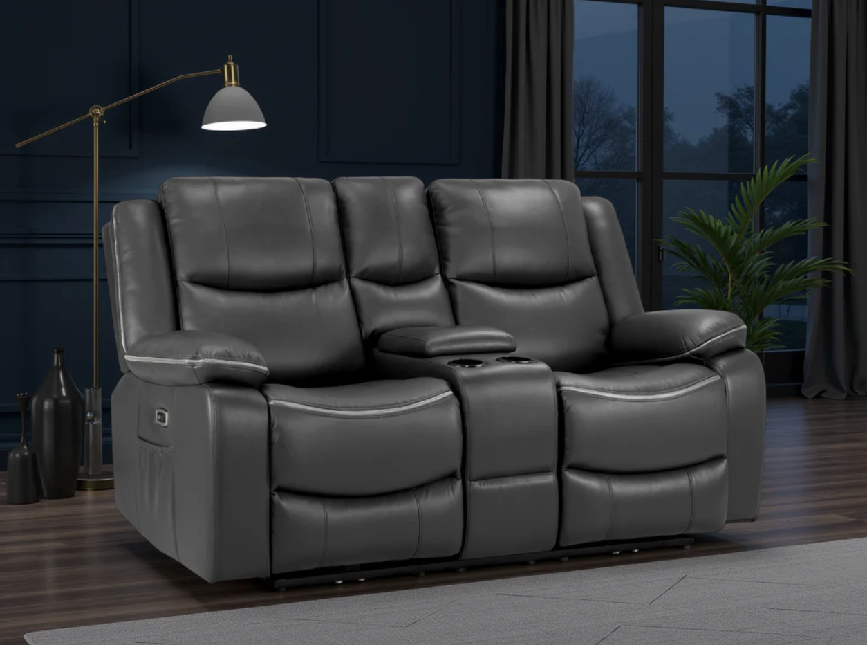Harald Electric Recliner Sofa Black 2 Seater - Sofa Easy