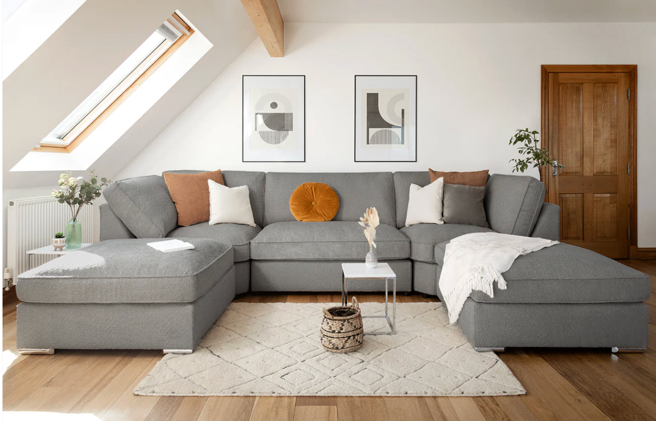 Inga Fullback Sofa Grey U Shape Corner - Sofa Easy