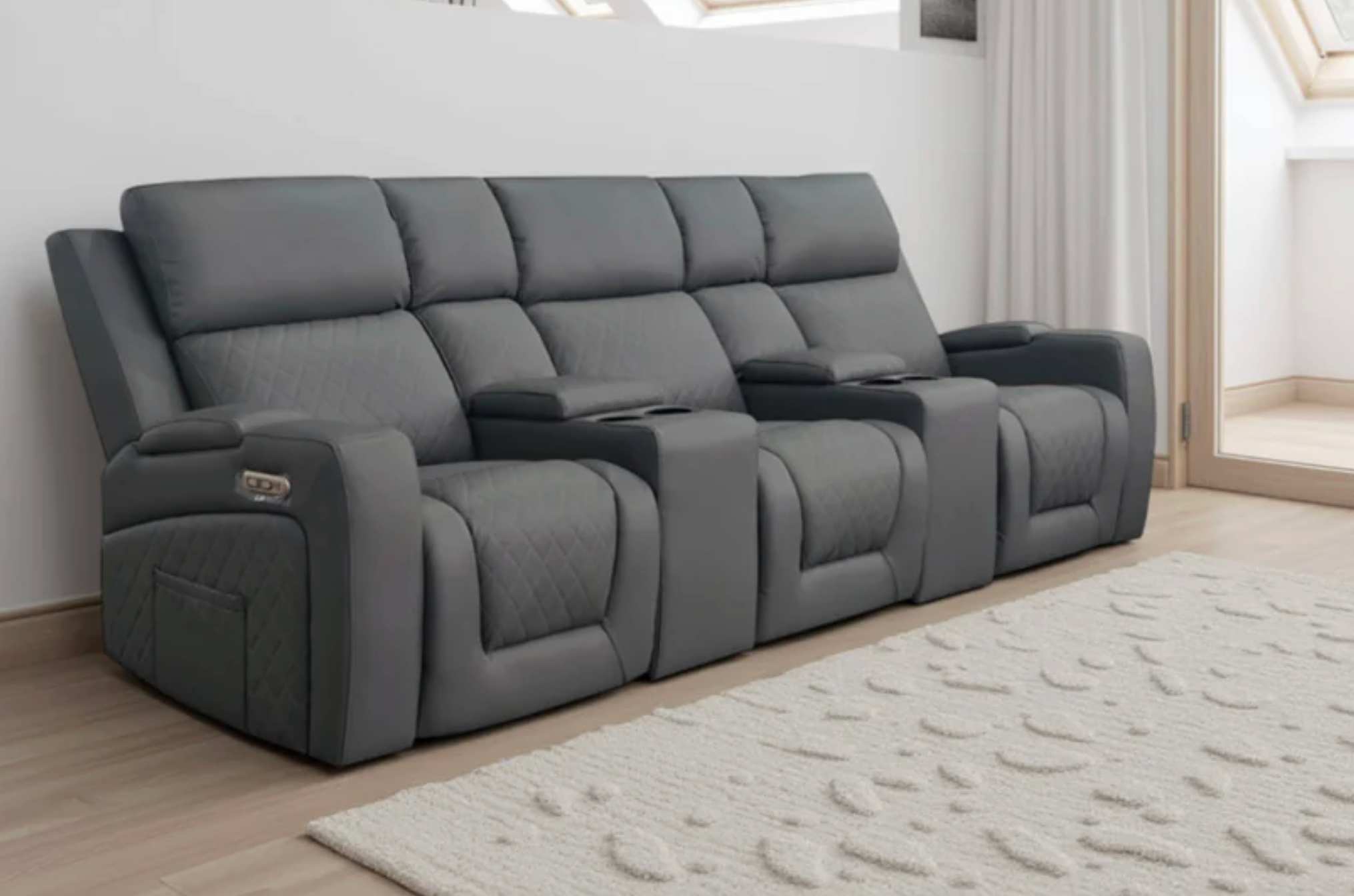 Cedar Cinema Sofa Grey 3 Seater - Sofa Easy