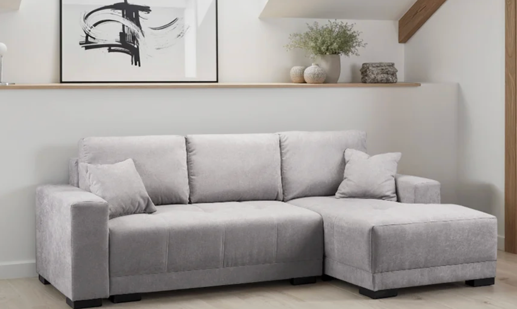 Cimiano Sofa bed Grey Right Hand Facing Corner - Sofa Easy