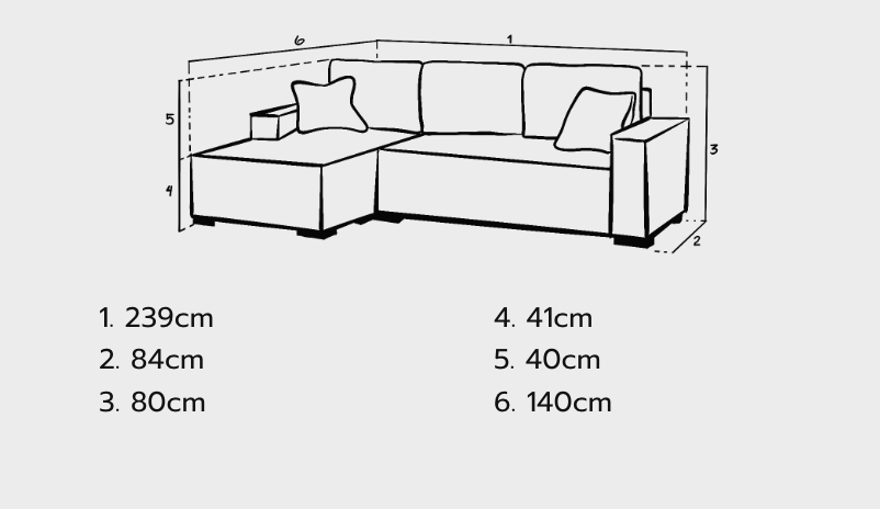 Cimiano Sofa bed Grey Left Hand Facing Corner - Sofa Easy