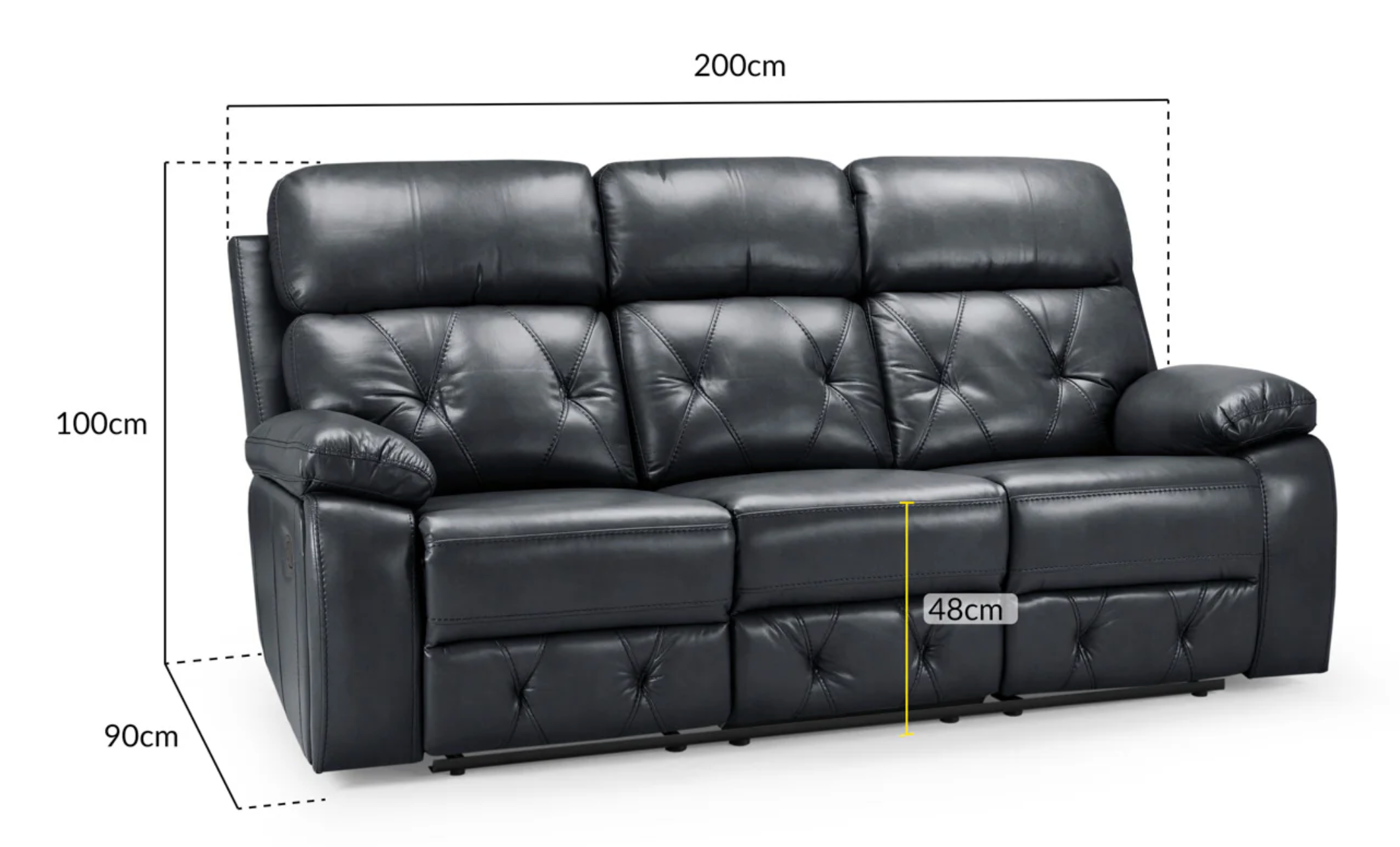 Cody Recliner Sofa Black 3 Seater - Sofa Easy