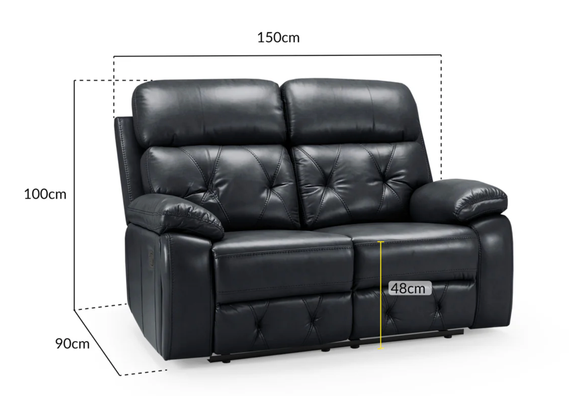 Cody Recliner Sofa Black 2 Seater - Sofa Easy