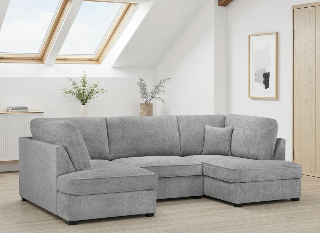 Carnaby Sofa Boucle Grey U Shape Corner - Sofa Easy