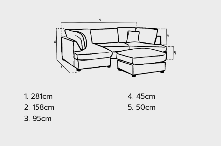 Carnaby Sofa Boucle Grey U Shape Corner - Sofa Easy