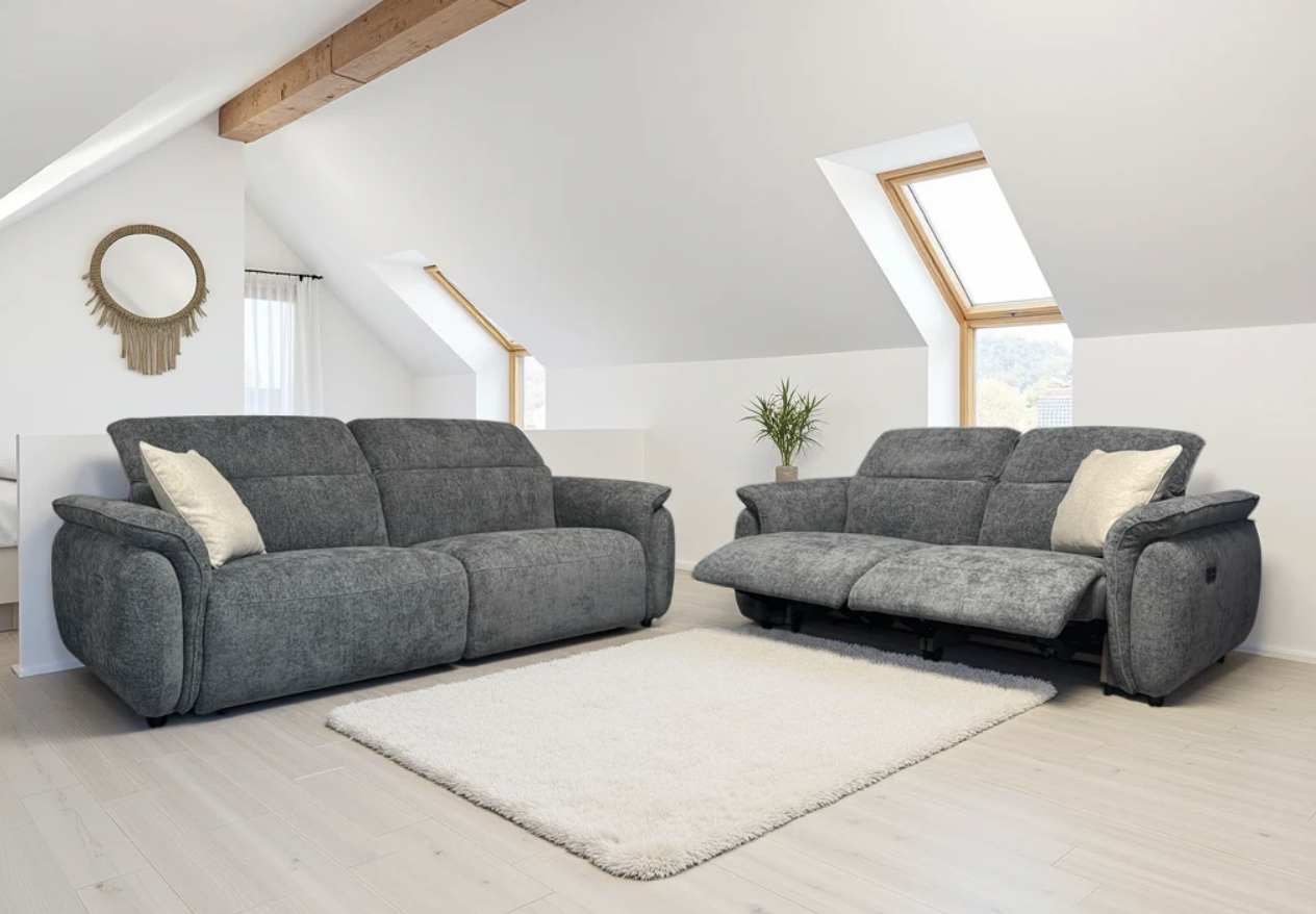 Chelsea Electric Recliner Sofa Grey 3 & 2 Seater - Sofa Easy