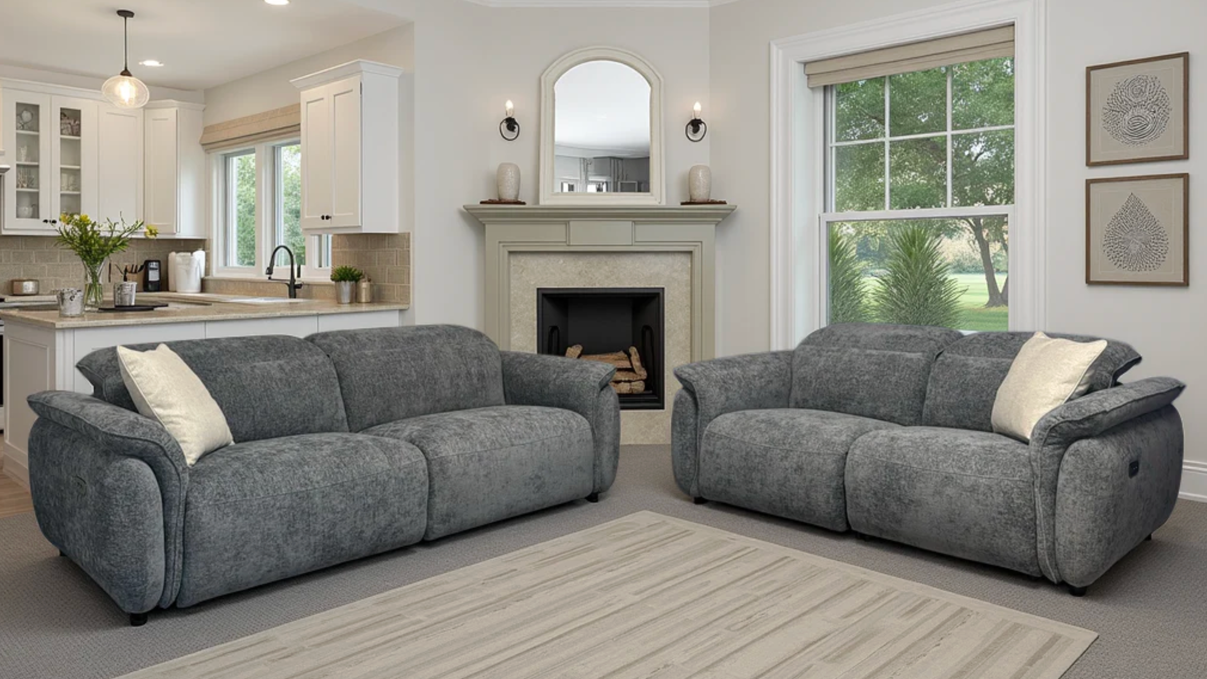 Chelsea Electric Recliner Sofa Grey 3 & 2 Seater - Sofa Easy