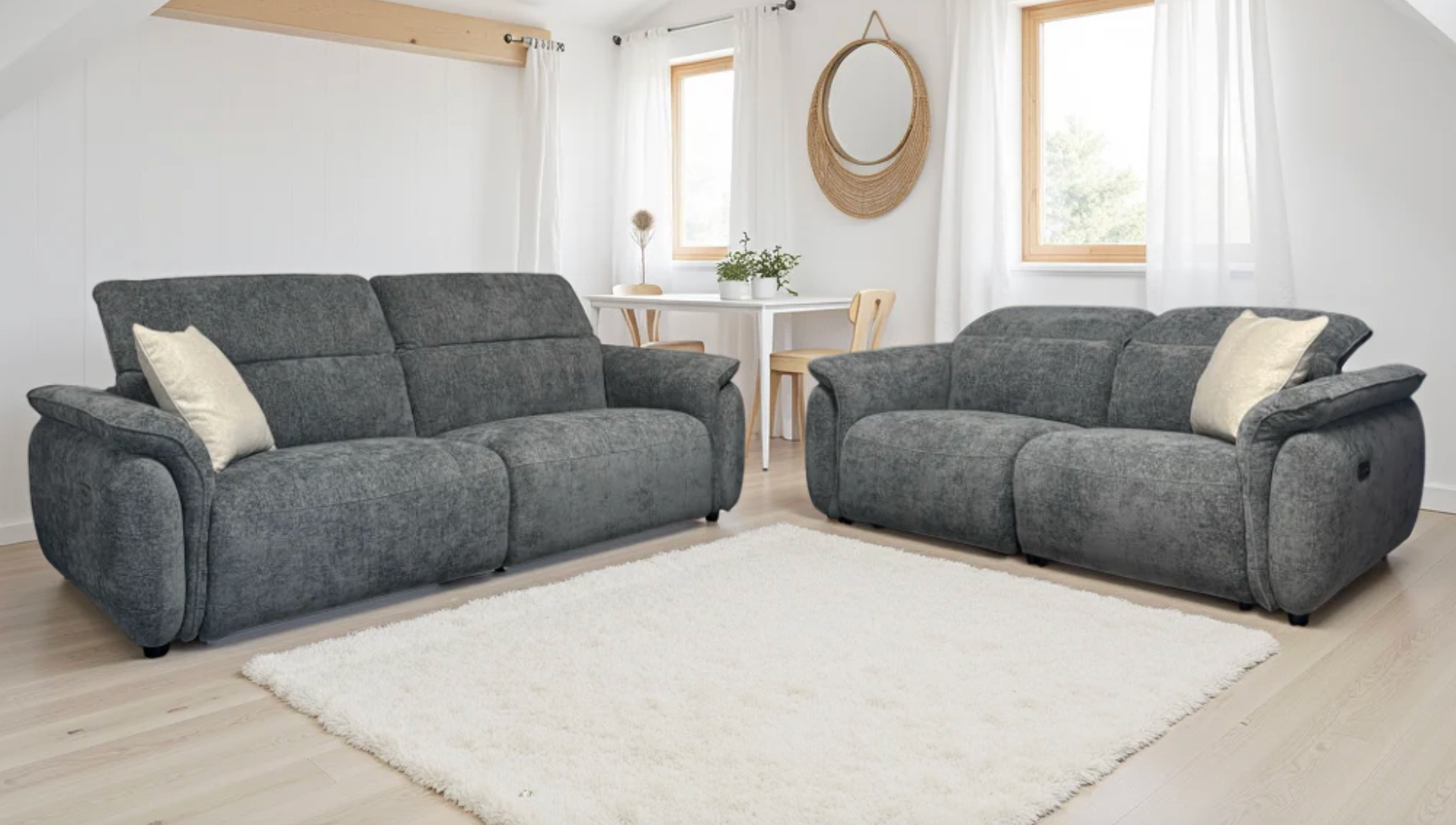 Chelsea Electric Recliner Sofa Grey 3 & 2 Seater - Sofa Easy