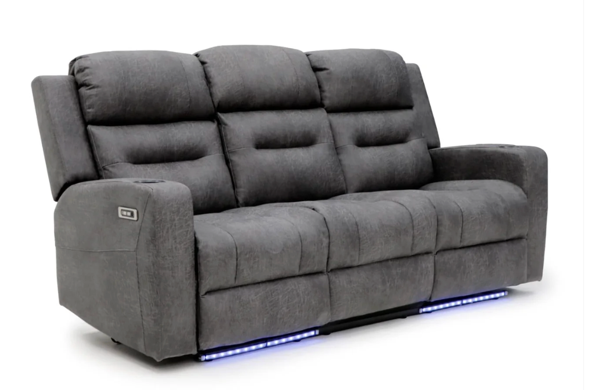 C-Love Tech Electric Recliner Sofa Grey 3 Seater - Sofa Easy