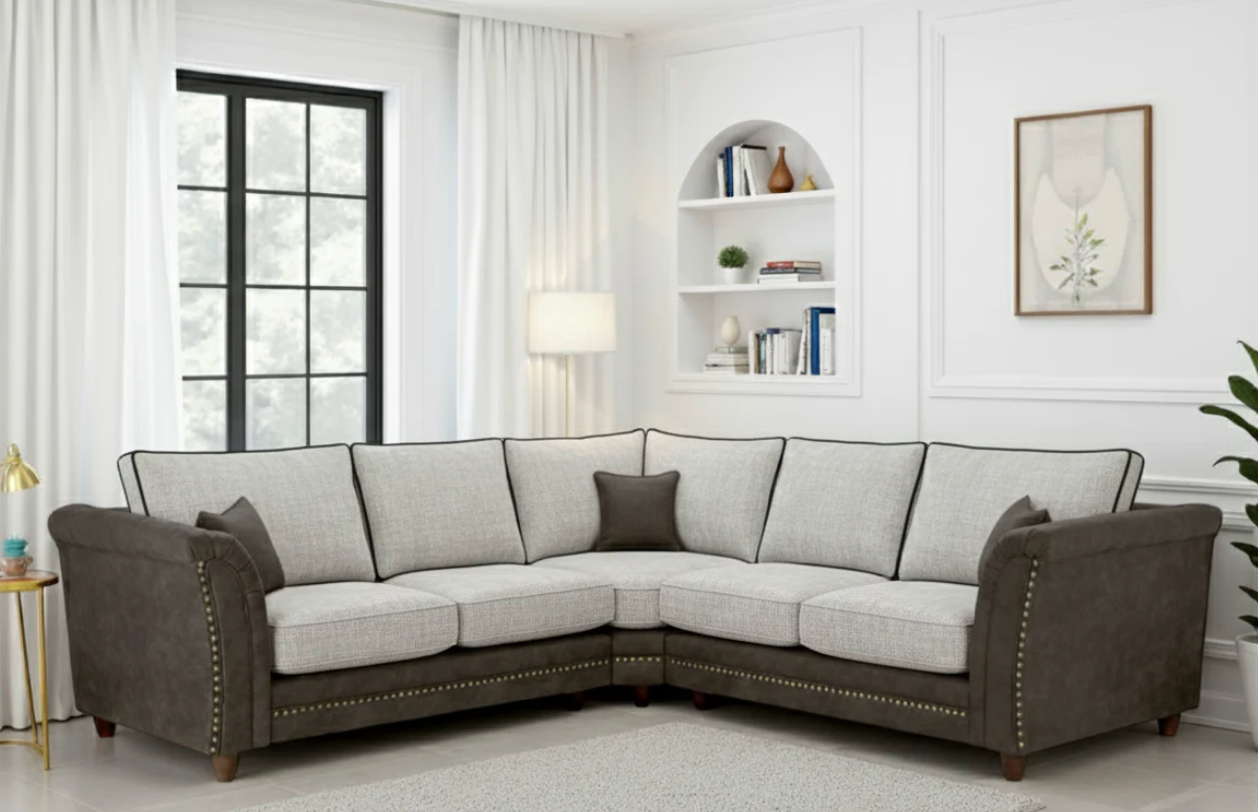 Bella Fullback Sofa Grey Large Corner - Sofa Easy