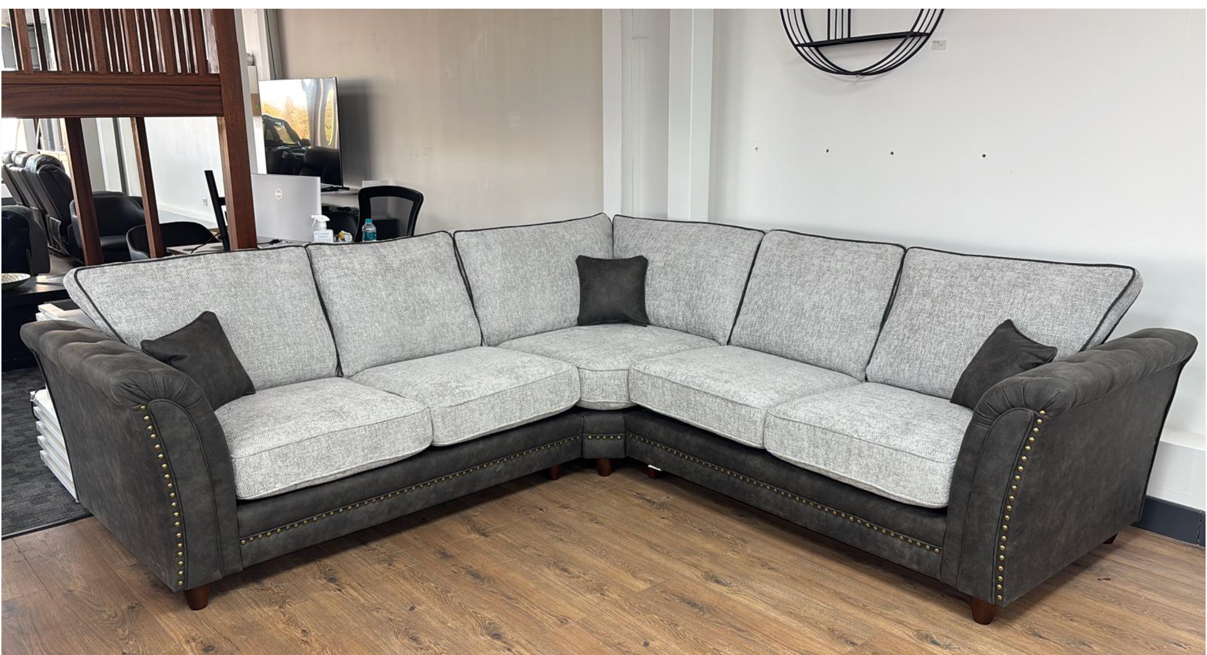 Bella Fullback Sofa Grey Large Corner - Sofa Easy