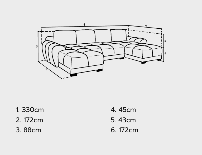 Azzuro Sofa Mocha U Shape Corner - Sofa Easy