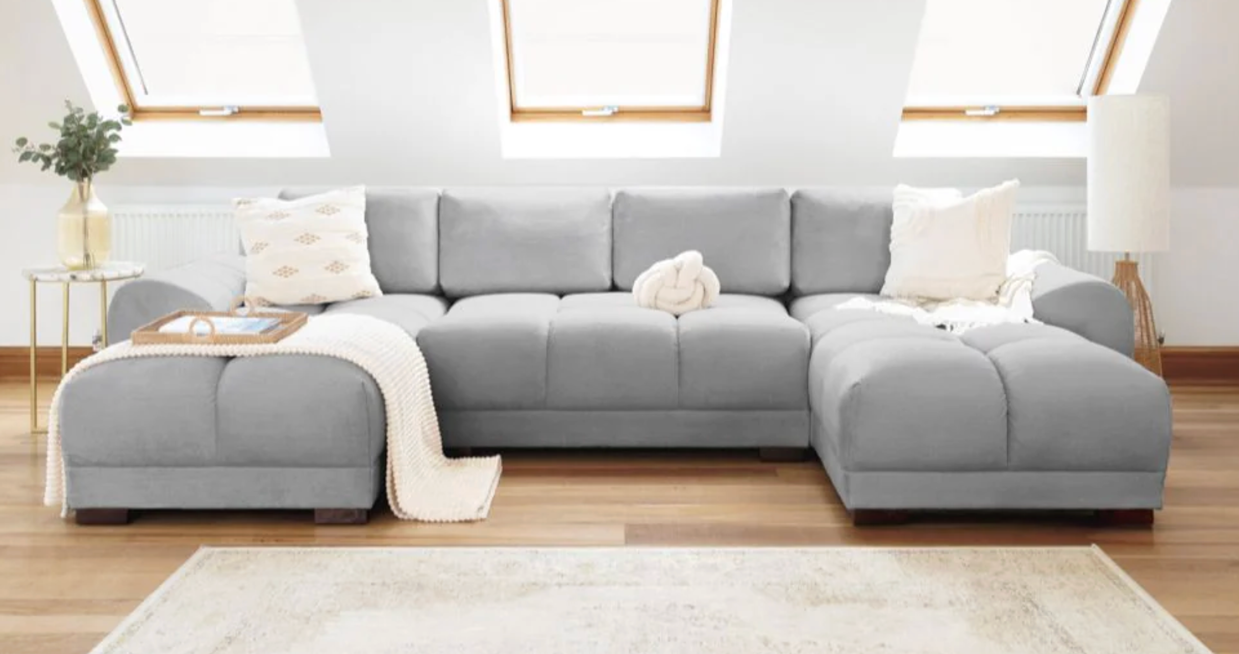 Azzuro Sofa Grey U Shape Corner - Sofa Easy