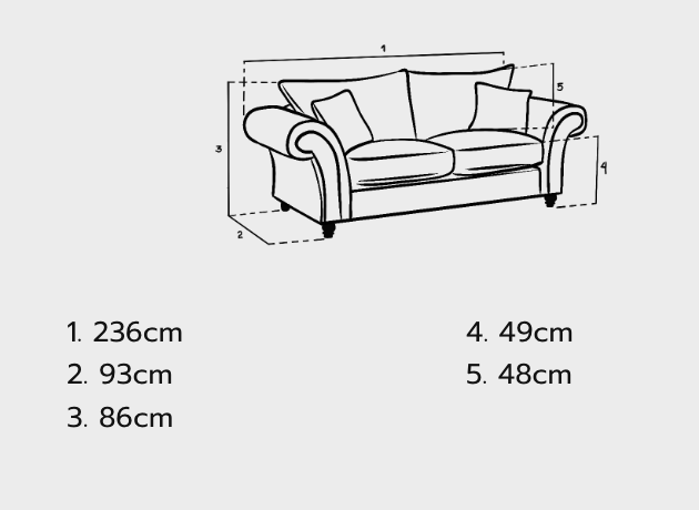 Windsor Fullback Sofa Stone 3 Seater - Sofa Easy