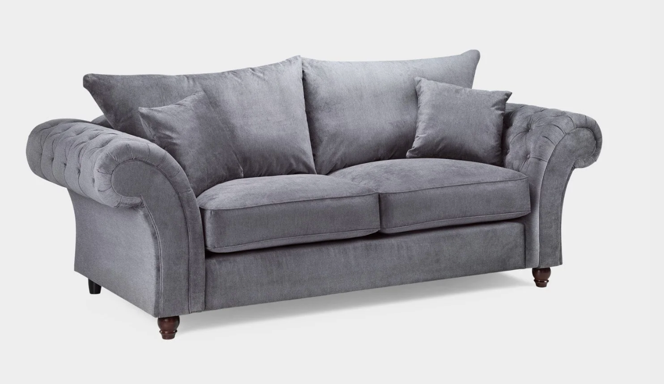 Windsor Fullback Sofa Grey 3 Seater - Sofa Easy
