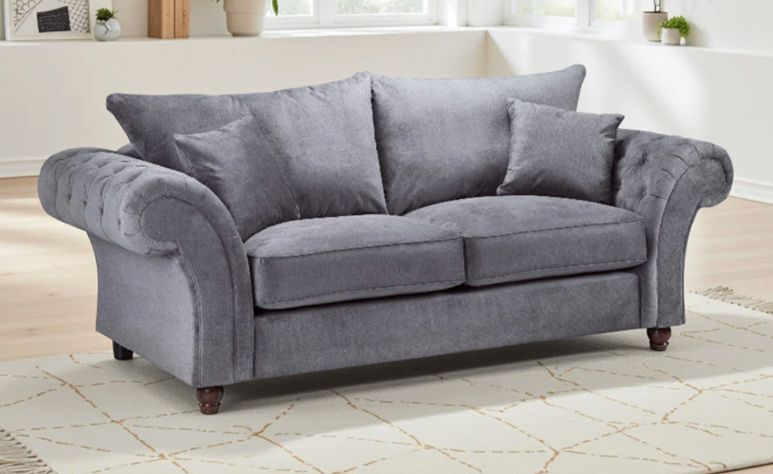 Windsor Fullback Sofa Grey 3 Seater - Sofa Easy