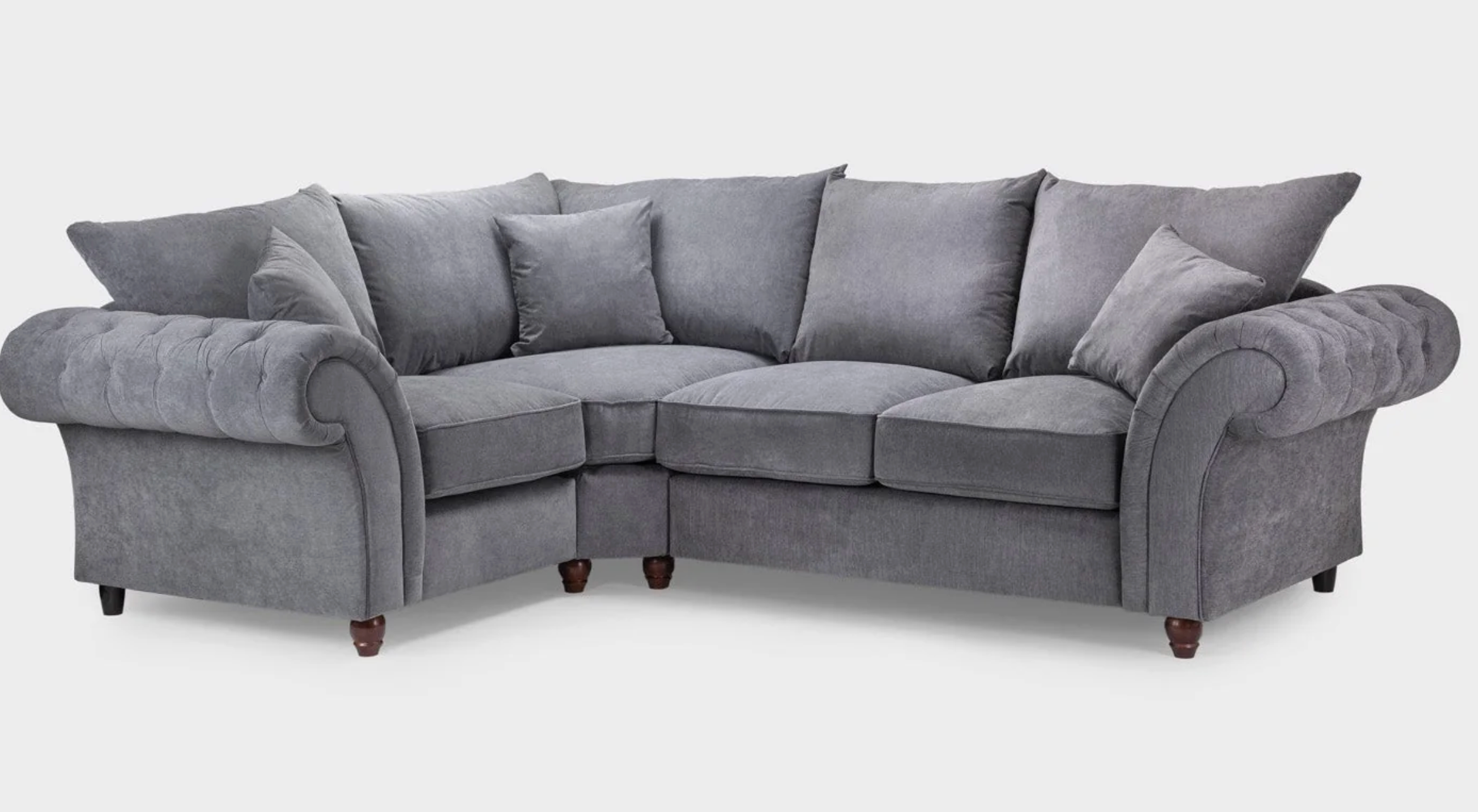 Windsor Fullback Sofa Grey Left Hand Facing Corner - Sofa Easy