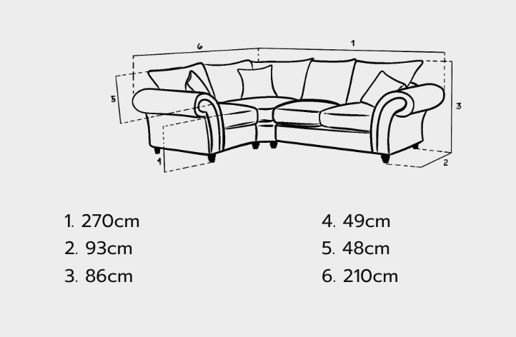 Windsor Fullback Sofa Grey Left Hand Facing Corner - Sofa Easy