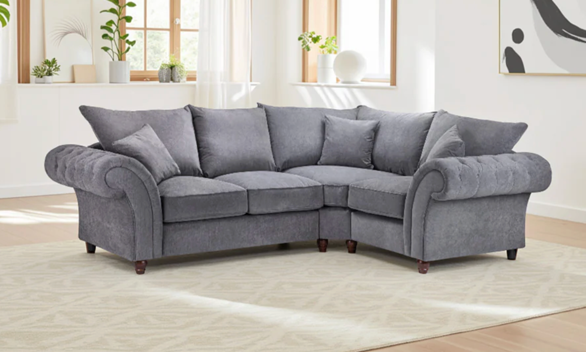 Windsor Fullback Sofa Grey Right Hand Facing Corner - Sofa Easy