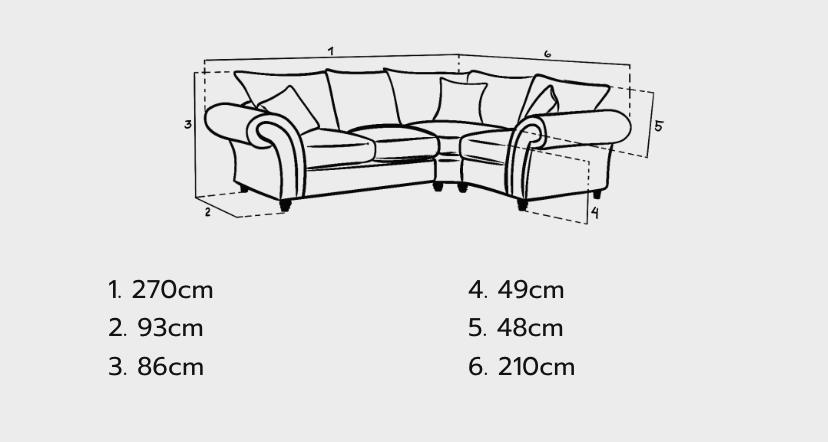 Windsor Fullback Sofa Grey Right Hand Facing Corner - Sofa Easy