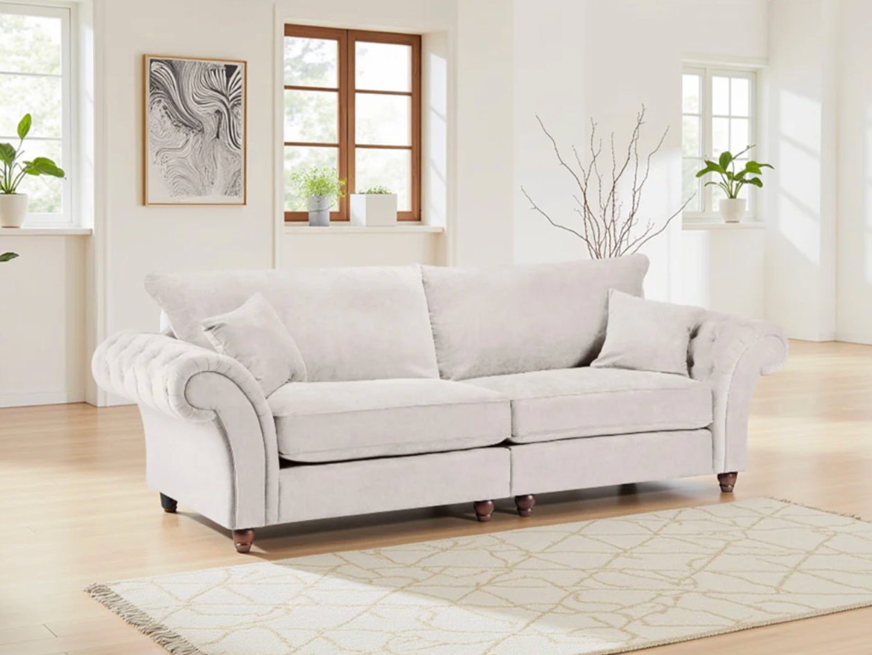 Windsor Fullback Sofa Stone 4 Seater - Sofa Easy