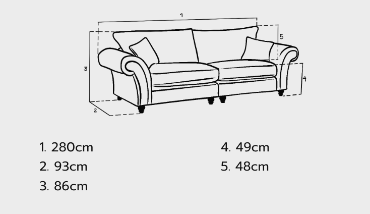 Windsor Fullback Sofa Stone 4 Seater - Sofa Easy