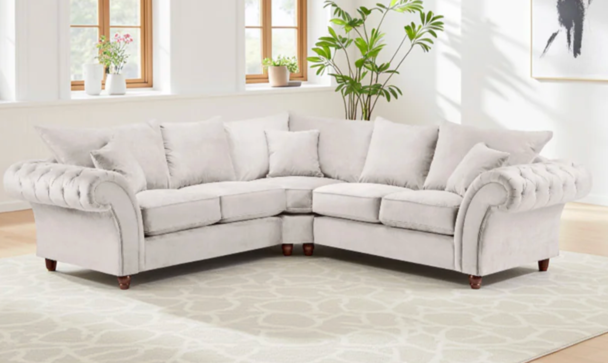 Windsor Fullback Sofa Stone Large Corner - Sofa Easy