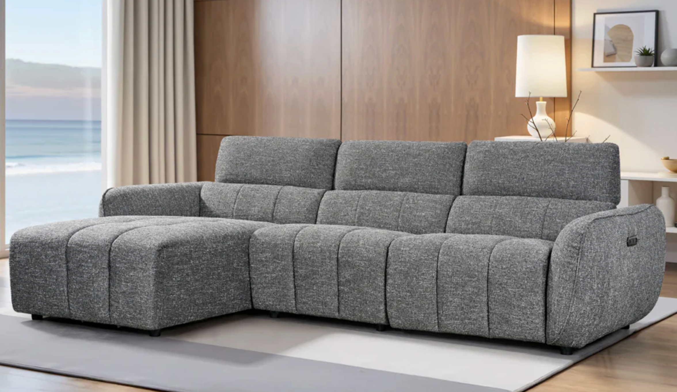 Turin Electric Recliner Sofa Charcoal Left Hand - Sofa Easy