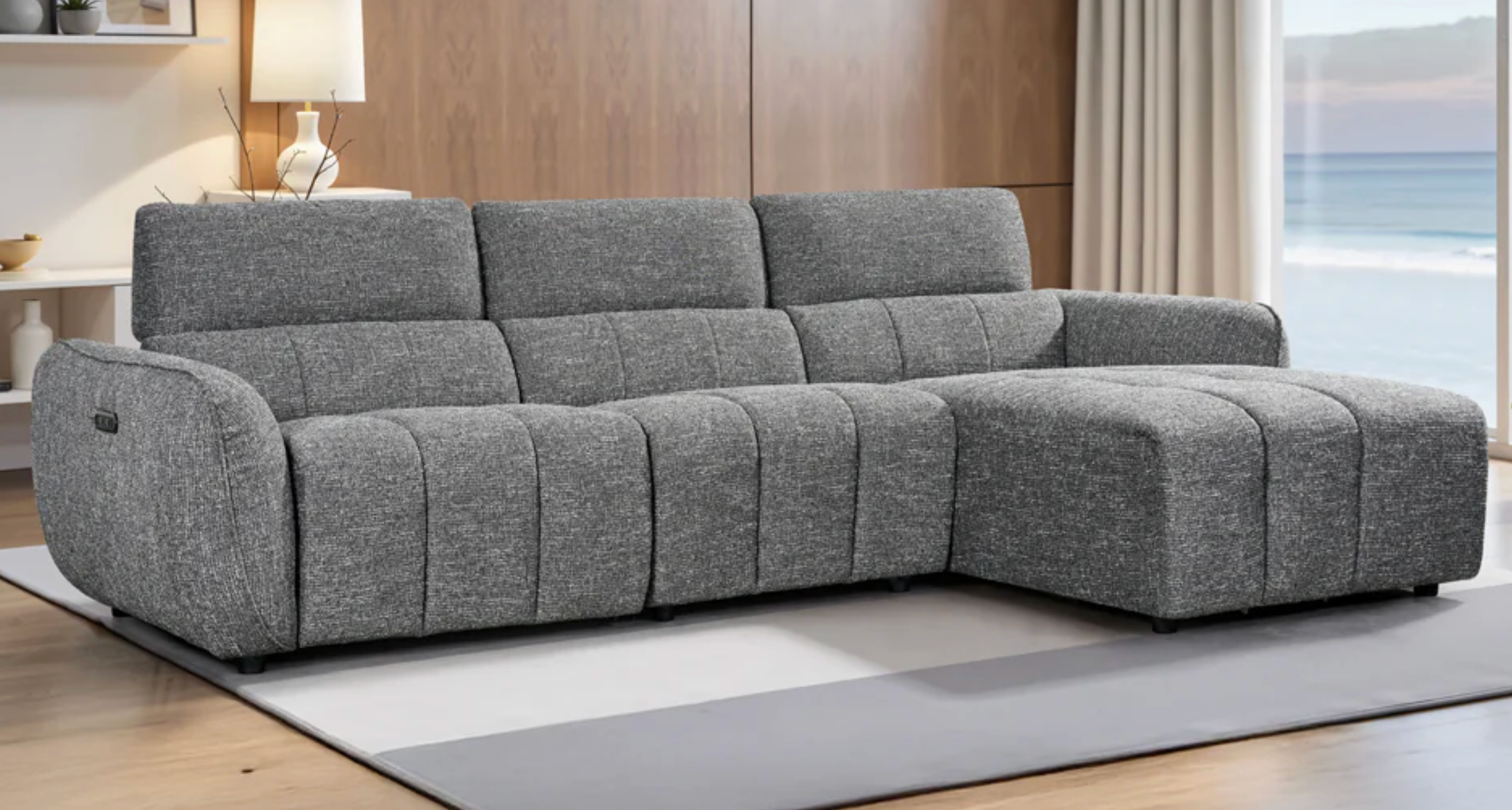 Turin Electric Recliner Sofa Charcoal Right Hand - Sofa Easy