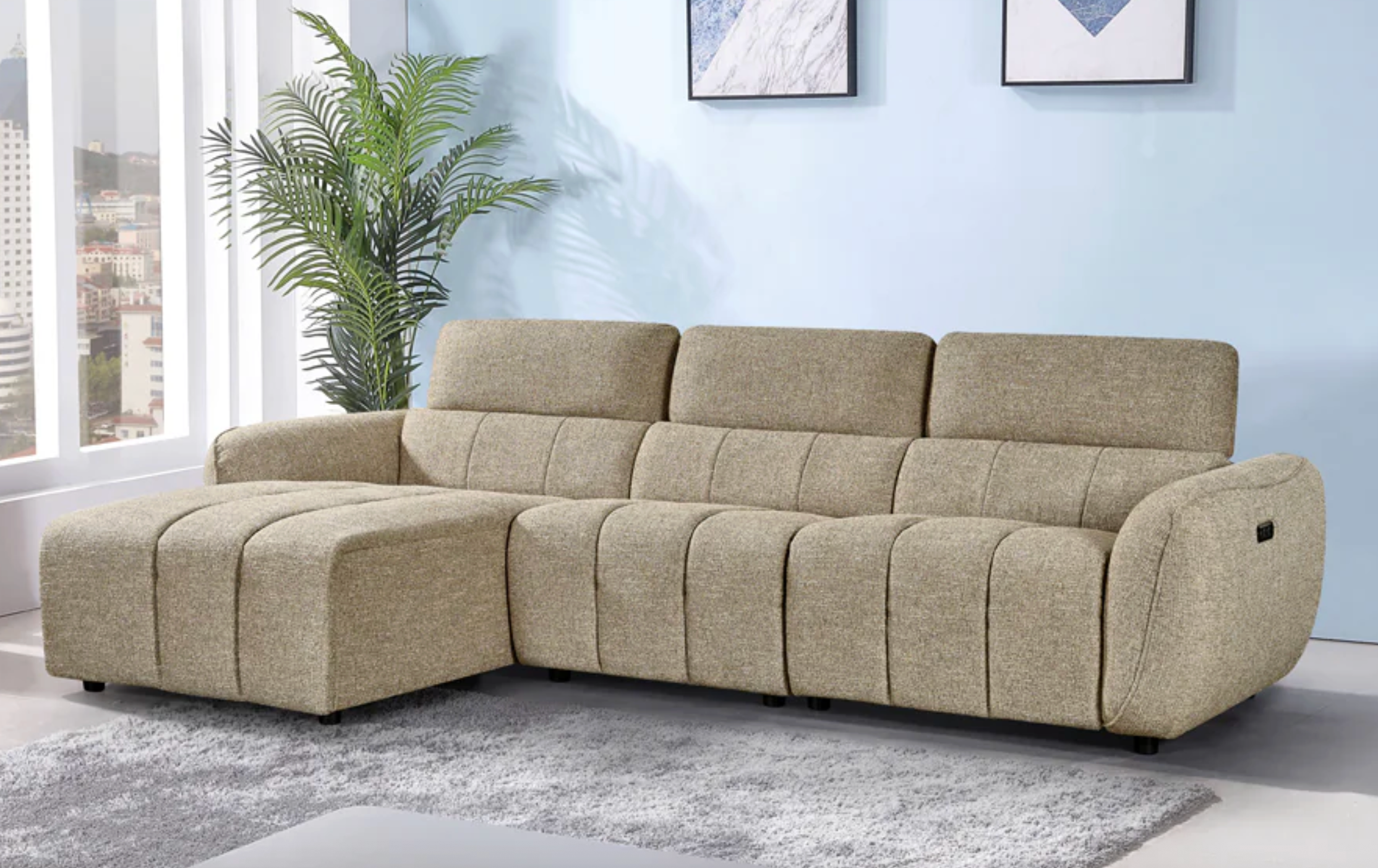 Turin Electric Recliner Sofa Mocha Left Hand - Sofa Easy