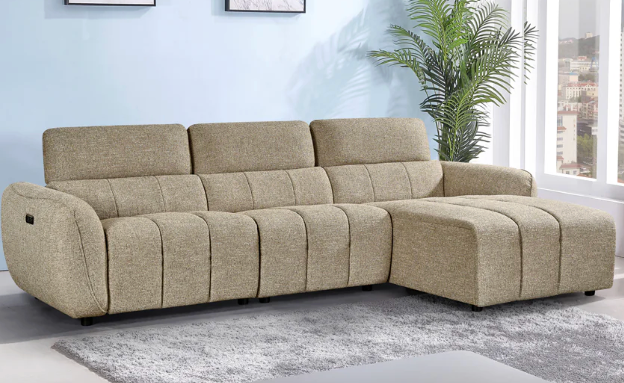 Turin Electric Recliner Sofa Mocha Right Hand - Sofa Easy