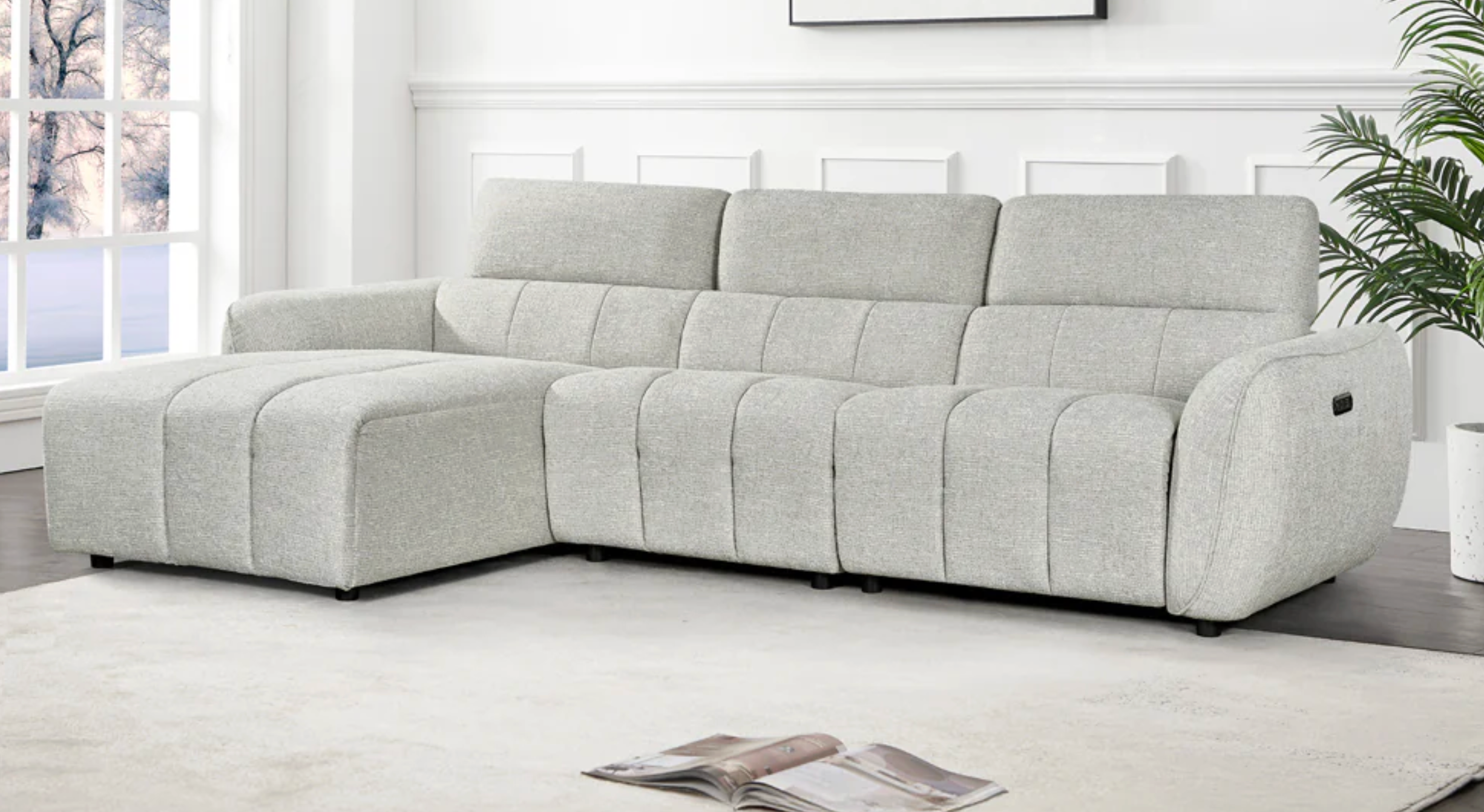 Turin Electric Recliner Sofa Silver Left Hand - Sofa Easy