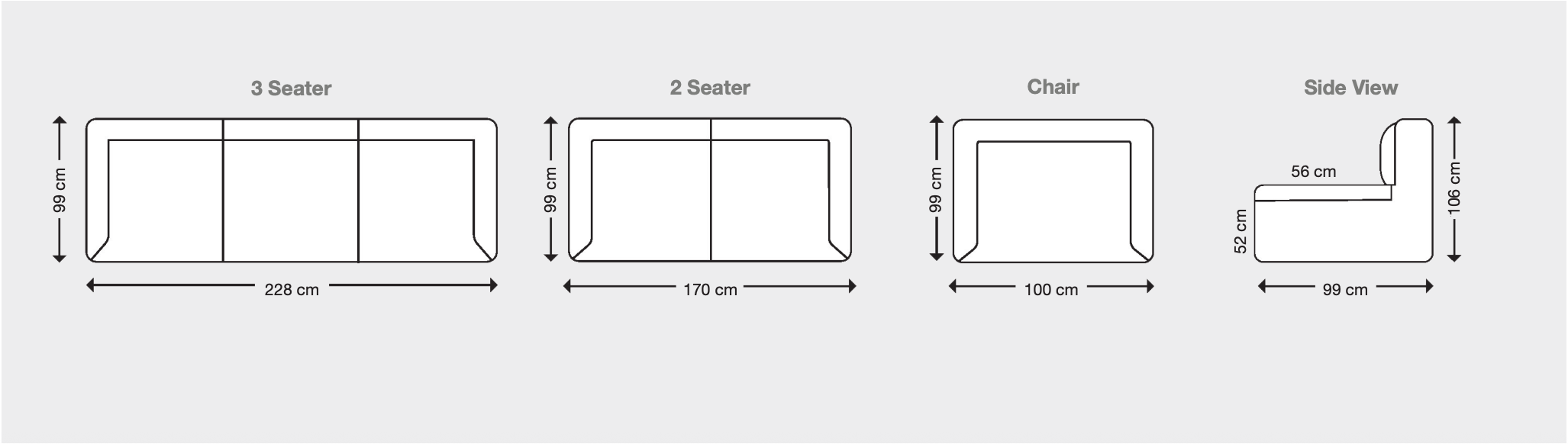 Dougie 2 Seater manual recliner + 2 Seater power recliner + Armchair manual recliner - Sofa Easy