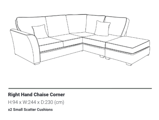 ROMA - Right Hand Facing Corner Sofa & Stool - Sofa Easy