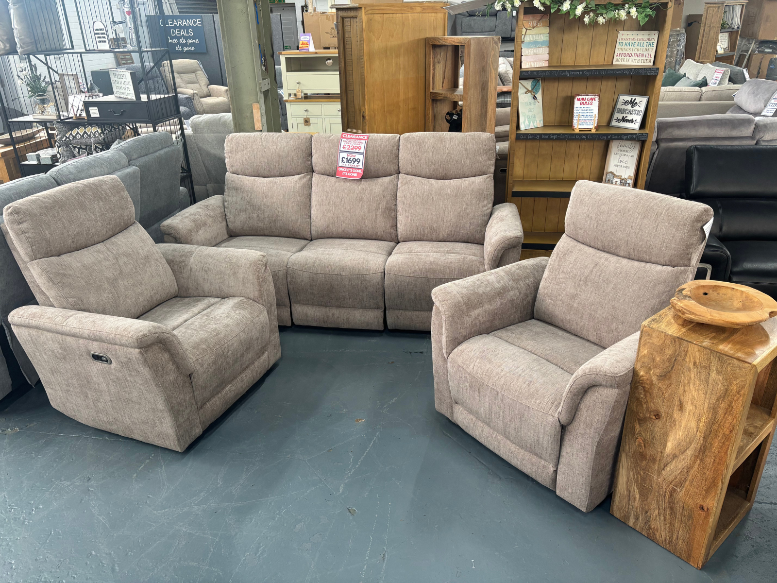 Maude Electric Reclining 3 Seater + 2 Matching Armchairs Set