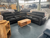 Clive Electric Reclining Modular Corner Sofa in Black Leather