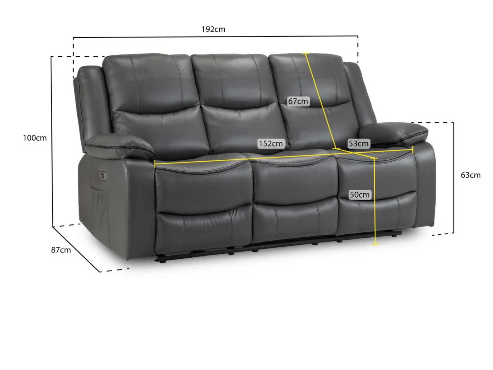 Harald Electric Reclining Leather 3 Seater, 2 Seater & Armchair Set
