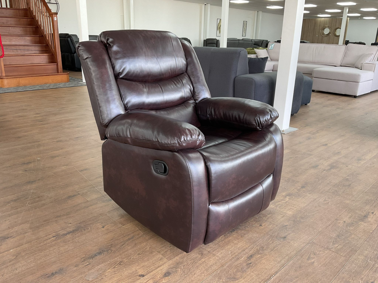 Rico Brown Faux Leather Manual Reclining Sofas