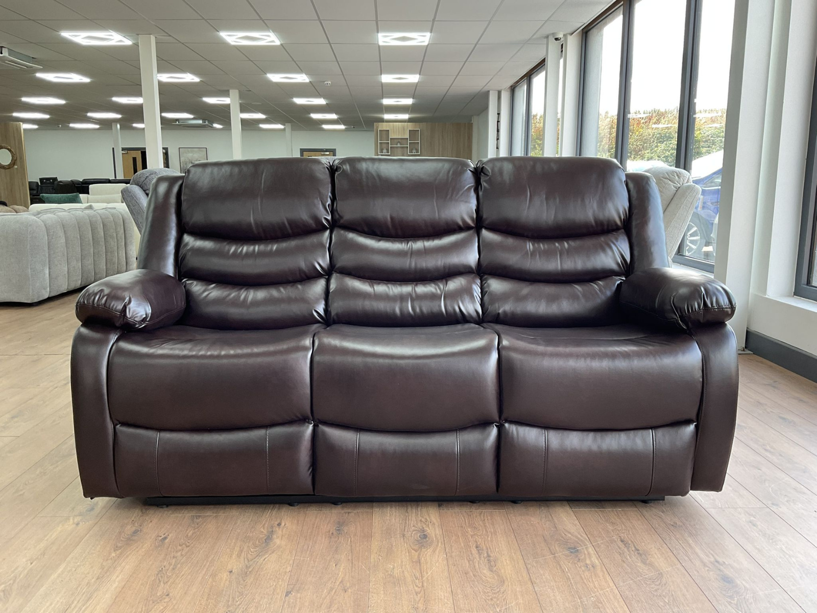 Rico Brown Faux Leather Manual Reclining Sofas
