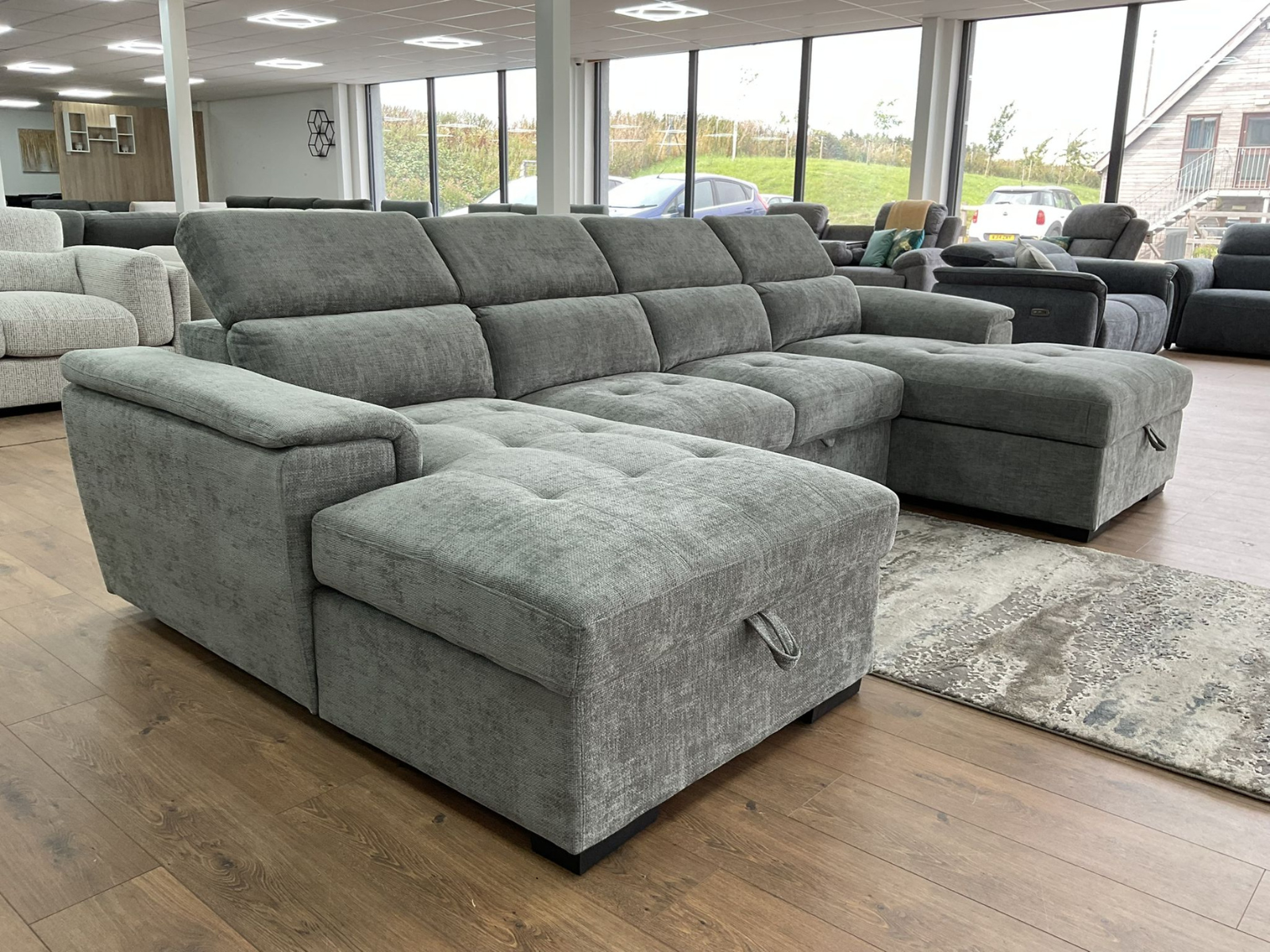 Alaya Sofabed Grey U Shape Corner - Sofa Easy