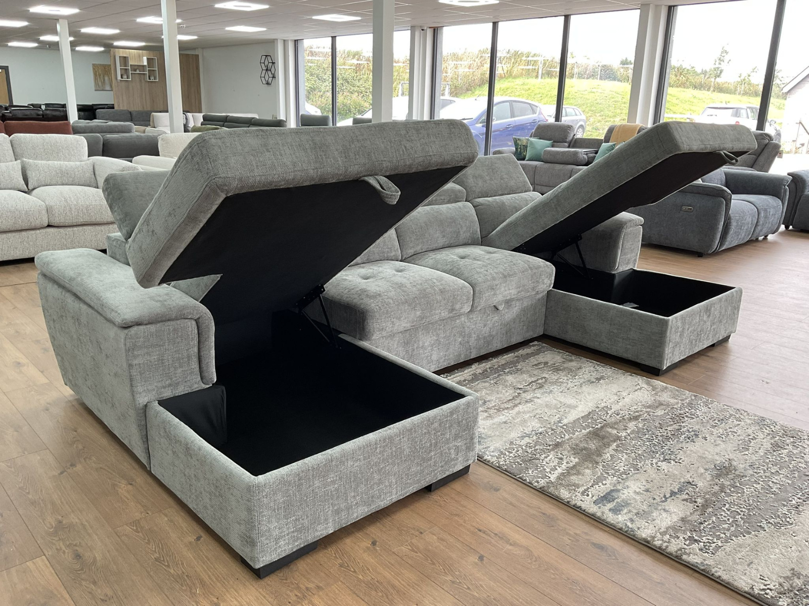 Alaya Sofabed Grey U Shape Corner - Sofa Easy
