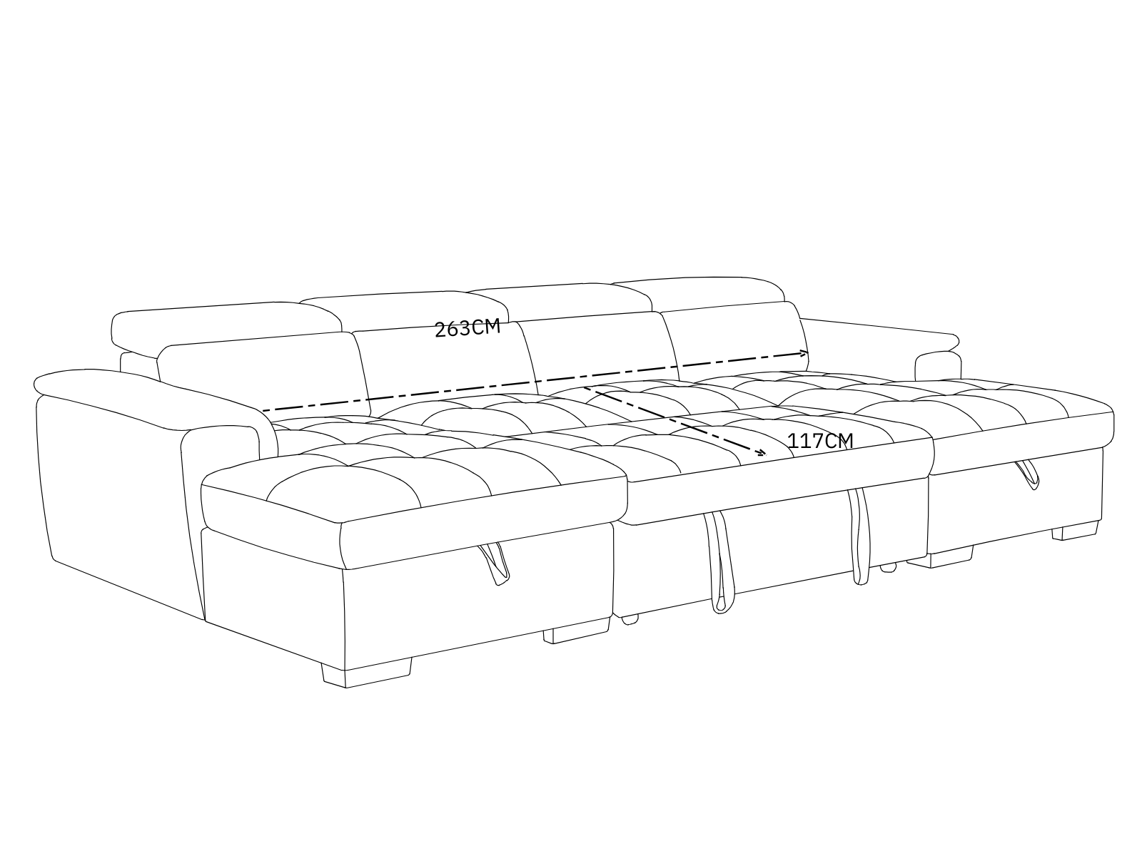 Alaya Sofabed Grey U Shape Corner - Sofa Easy