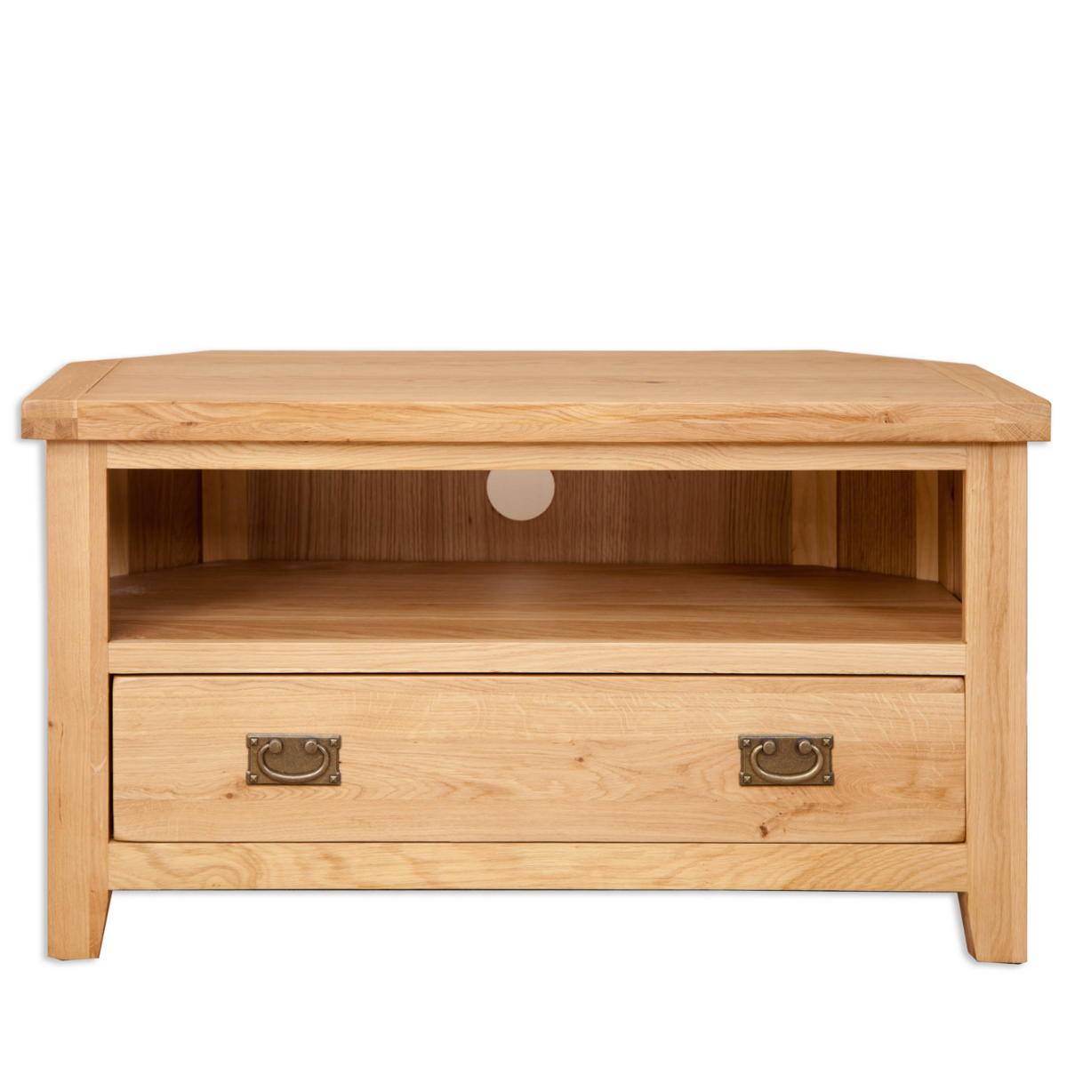 Natural Oak 1 Drawer Corner TV Unit - Sofa Easy