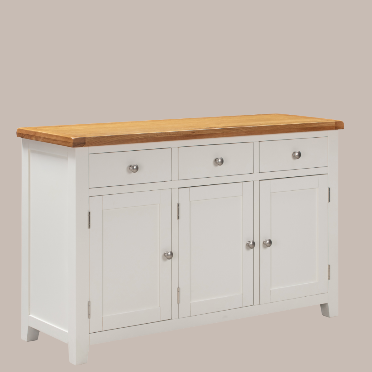 White & Oak 3 Drawer 3 Door Sideboard - Sofa Easy