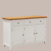White & Oak 3 Drawer 3 Door Sideboard - Sofa Easy