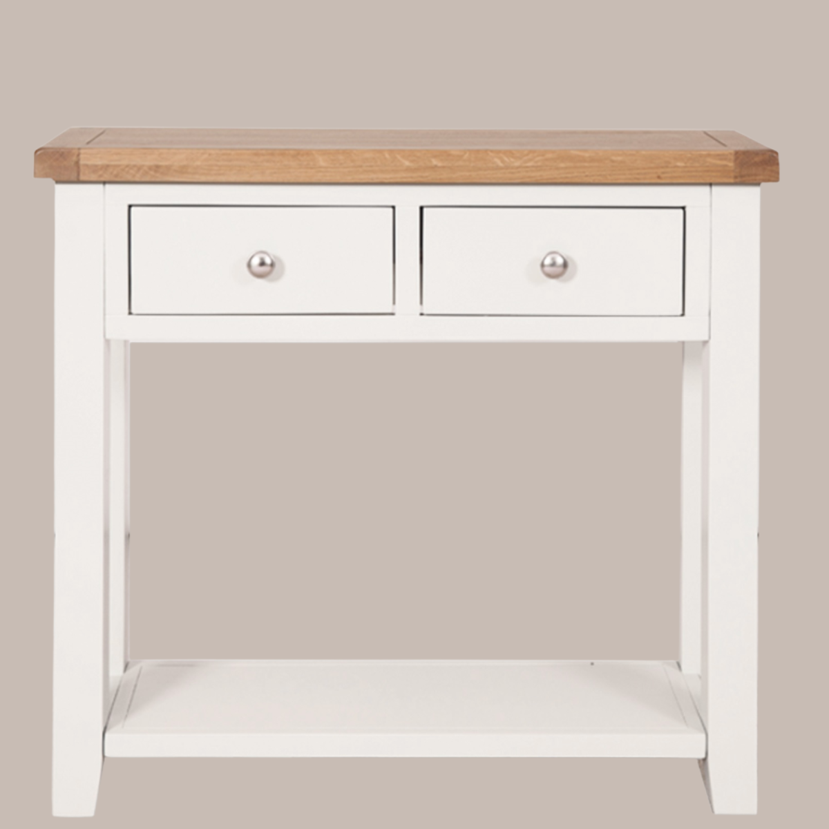 White & Oak 2 Drawer Console Table - Sofa Easy