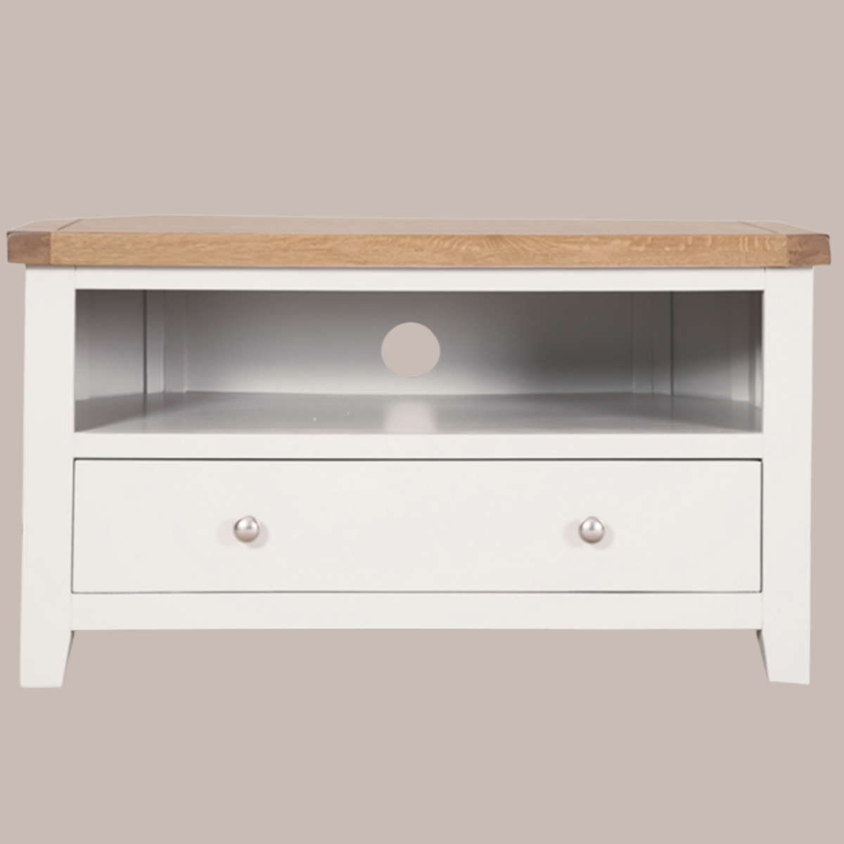 White & Oak Corner TV Unit - Sofa Easy
